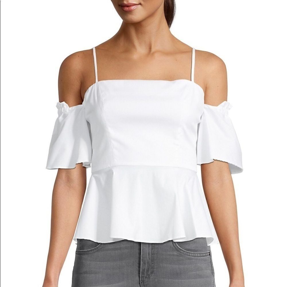 Milly Noelle Cold-Shoulder Ruffle Top  Size 4 NWT MSRP $285